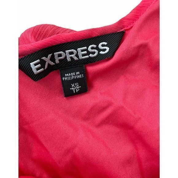 EXPRESS Pink Chiffon Mini Dress Trapeze Swing Bead Embellishment Size‎ XSMALL - Picture 5 of 6